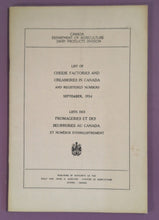 Load image into Gallery viewer, 1954 List of Cheese Factories &amp; Creameries in Canada Dept of Agriculture Booklet

