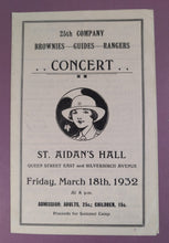 Load image into Gallery viewer, Vintage 1932 Brownies Guides Rangers Concert Program St. Aidan's Hall Toronto
