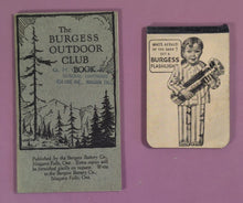Load image into Gallery viewer, Vintage 1920s Burgess Battery Outdoor Club Book &amp; Flashlight Notepad Lot
