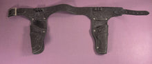 Load image into Gallery viewer, Vintage Black Tooled Leather Western Double Gun Holster Belt Cowboy Rig
