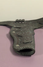 Load image into Gallery viewer, Vintage Black Tooled Leather Western Double Gun Holster Belt Cowboy Rig

