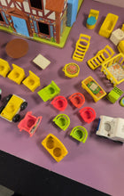Load image into Gallery viewer, Vintage 1980s Fisher-Price Little People #952 House Lot w/ Figures &amp; Accessories
