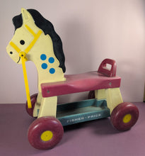 Load image into Gallery viewer, Vintage 1976 Fisher-Price #978 Ride-On Riding Horse Toy Red Wheels
