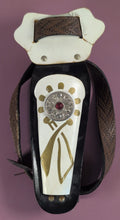 Load image into Gallery viewer, Vintage Novelty Toy Holster Belt White Black Gold Red Gem Mid-Century
