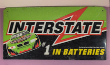 Load image into Gallery viewer, Interstate Batteries #18 Pontiac Grand Prix Metal Sign Store Display
