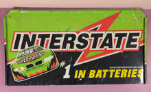 Load image into Gallery viewer, Interstate Batteries #18 Pontiac Grand Prix Metal Sign Store Display
