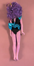 Load image into Gallery viewer, Vintage Hasbro Style Fashion Doll Purple Hair Metallic Teal Pink Outfit 1980s
