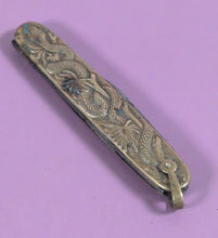 Load image into Gallery viewer, Vintage 1940 Japanese Brass Ornate Dragon Multi-Tool Folding Pocket Knife
