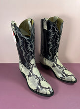 Load image into Gallery viewer, Canada West Boots Black &amp; White Snakeskin Pattern Cowboy Boots - Size 11

