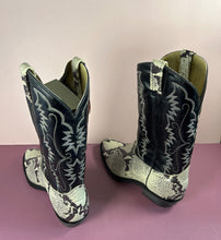 Load image into Gallery viewer, Canada West Boots Black &amp; White Snakeskin Pattern Cowboy Boots - Size 11
