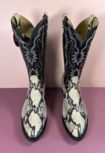 Load image into Gallery viewer, Canada West Boots Black &amp; White Snakeskin Pattern Cowboy Boots - Size 11
