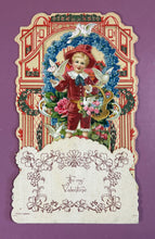 Load image into Gallery viewer, Antique 1920-30 German Pop-Up Honeycomb Valentine Card Boy Doves To My Valentine
