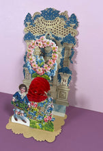 Load image into Gallery viewer, Antique 1800s German Pop-Up Honeycomb Valentine Card Boy Flowers Greetings
