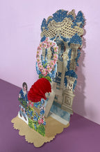 Load image into Gallery viewer, Antique 1800s German Pop-Up Honeycomb Valentine Card Boy Flowers Greetings

