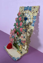Load image into Gallery viewer, Vintage 1920s German Pop Up Honeycomb Valentine Card Girl Roses Die Cut Embossed
