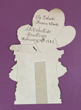 Load image into Gallery viewer, Vintage 1929 Mechanical Valentine Card Girl in Yellow Dress Made in Germany
