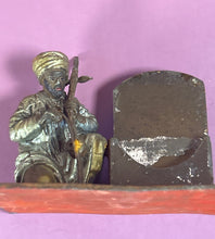 Load image into Gallery viewer, Antique Vienna Cold Painted Bronze Musician on Rug Match/Card Holder

