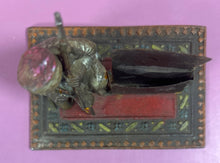 Load image into Gallery viewer, Antique Vienna Cold Painted Bronze Musician on Rug Match/Card Holder
