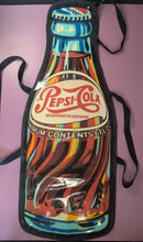 Load image into Gallery viewer, Vintage 1970s Sari Fabrics Pepsi-Cola Bottle Shaped Pop Art Apron

