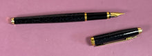 Load image into Gallery viewer, Vintage Elysée Black Snakeskin Pattern Ballpoint Pen Gold Trim in Box
