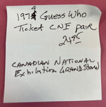 Load image into Gallery viewer, Vintage 1974 The Guess Who CNE Grandstand Concert Ticket Stubs (Pair)
