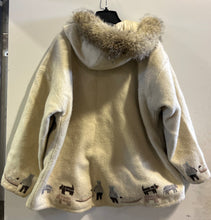 Load image into Gallery viewer, 1960s Inuit Wool Coat with Fur Hood and Applique Art
