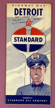Load image into Gallery viewer, Vintage Standard Oil Highway Map Detroit MI Teikl's Standard Service Owosso
