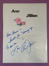 Load image into Gallery viewer, Ann Jillian Autographed Note &amp; Photo Clipping "Love Ann Jillian"
