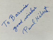 Load image into Gallery viewer, Vintage Paul Hébert Bodybuilder Signed Autograph 8x11 Page 'To Barnie'
