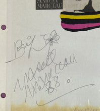 Load image into Gallery viewer, Marcel Marceau "Bip" Signed Autograph &amp; Flower Sketch on Program Page 1988

