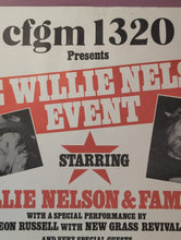 Load image into Gallery viewer, 1980 The Willie Nelson Event Concert 28x22" Poster Rockhill Park Shelburne ON

