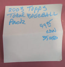 Load image into Gallery viewer, 2003 Topps Total Major League Baseball Sealed Unopened Wax Pack - 10 Cards

