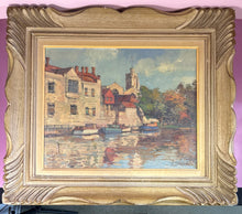 Load image into Gallery viewer, Vintage G. Gerasimoff Oil Painting on Canvas European Canal Cityscape Scene
