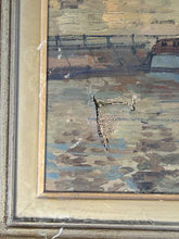 Load image into Gallery viewer, Vintage G. Gerasimoff Oil Painting on Canvas European Canal Cityscape Scene
