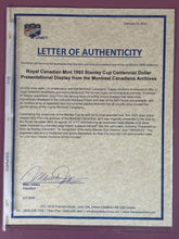 Load image into Gallery viewer, Royal Canadian Mint 1993 Stanley Cup Centennial Dollar Display Plaque w/COA
