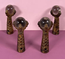 Load image into Gallery viewer, Set of 4 Vintage Brass Eagle Claw &amp; Glass Ball Furniture Feet Table Leg Caps
