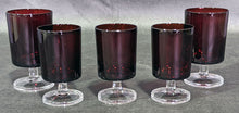 Load image into Gallery viewer, 5 Cranberry to Clear Glass Pedestal Juice Glasses
