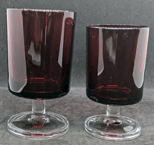Load image into Gallery viewer, 5 Cranberry to Clear Glass Pedestal Juice Glasses
