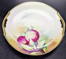 Load image into Gallery viewer, Beautiful Hand Painted Nippon Cake Plate - Gold Rim, Red Fruit &amp; Leaves
