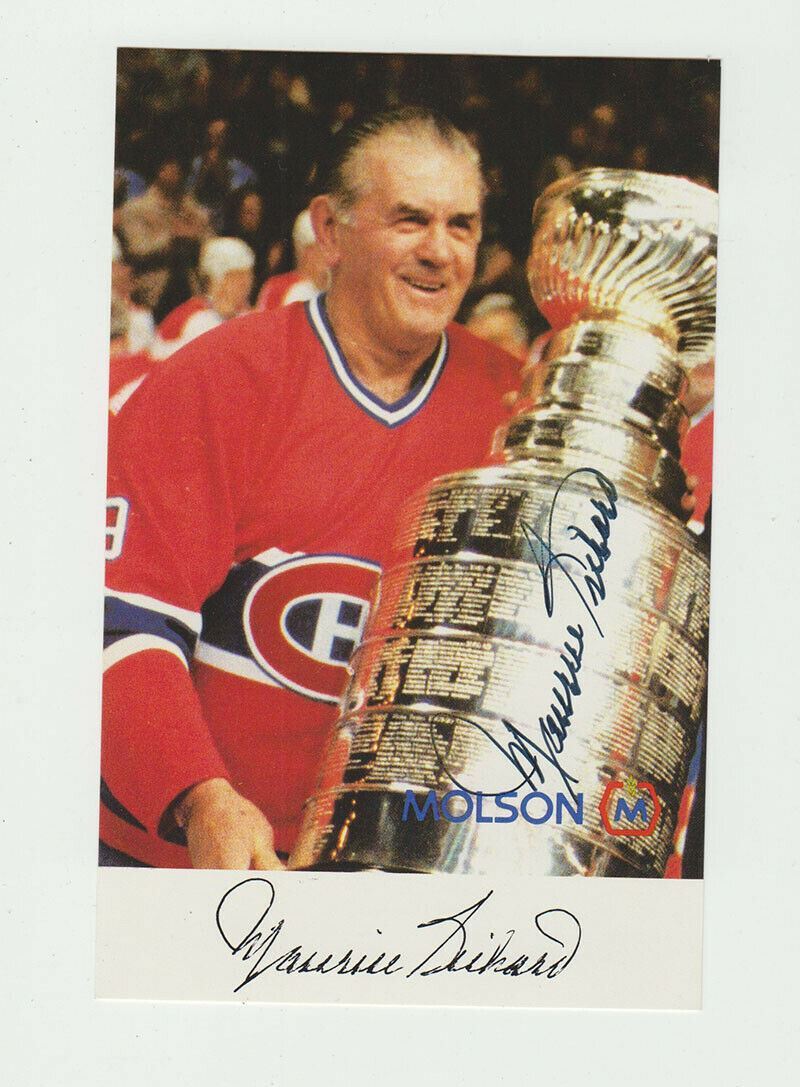 Maurice Richard Signed Molson Postcard Photo