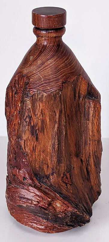 Solid Burlwood Bottle – With Lid – Mid-Century