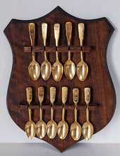Load image into Gallery viewer, Set of Gold Plated International - Canada Provincial Souvenir Spoons on Plaque
