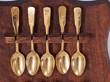 Load image into Gallery viewer, Set of Gold Plated International - Canada Provincial Souvenir Spoons on Plaque
