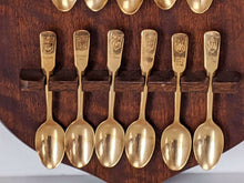 Load image into Gallery viewer, Set of Gold Plated International - Canada Provincial Souvenir Spoons on Plaque
