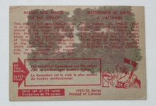 Load image into Gallery viewer, 1955 Parkhurst Jacques Plante Leaf Speedsters Attack #75 Hockey Card in VG Shape
