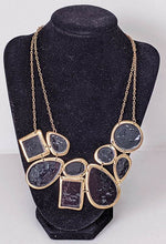 Load image into Gallery viewer, Gold Tone &amp; Black Detail Large Fashion Necklace - 14&quot;
