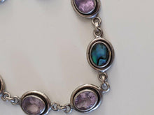 Load image into Gallery viewer, Sterling Silver Amethyst &amp; Shell Bracelet - 7 1/2&quot;
