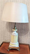 Load image into Gallery viewer, Vintage Meissen Porcelain &amp; Brass Footed Table Lamp - Works - Double Bulb
