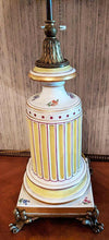 Load image into Gallery viewer, Vintage Meissen Porcelain &amp; Brass Footed Table Lamp - Works - Double Bulb
