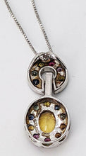 Load image into Gallery viewer, Sterling Silver Multi Coloured Stone Pendant Necklace - 18&quot;
